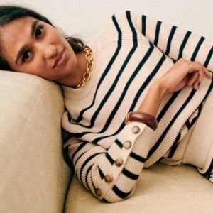 SEZANE Sami Jumper Sweater XS Natural/Navy